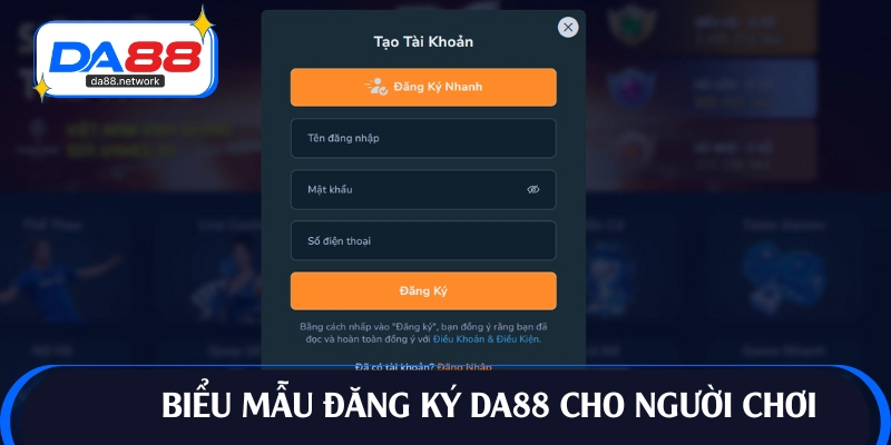 Biểu mẫu đăng ký DA88 chuẩn cho newbie